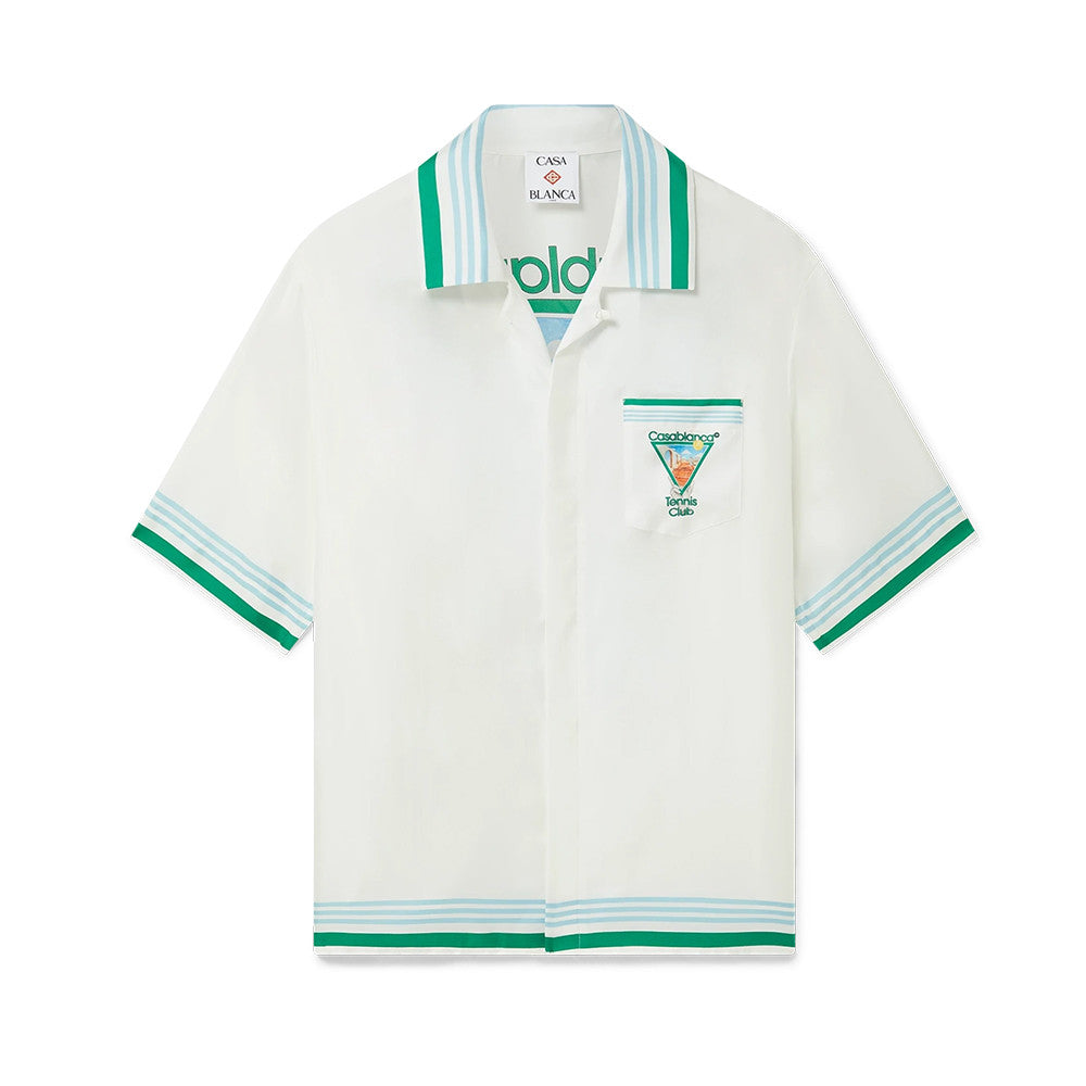 Casablanca Metaphysical Tennis Icon Short Sleeve Silk Shirt Shorts #337184