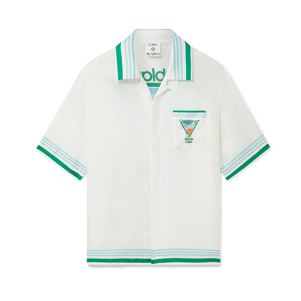 Casablanca Metaphysical Tennis Icon Short Sleeve Silk Shirt Shorts #337184