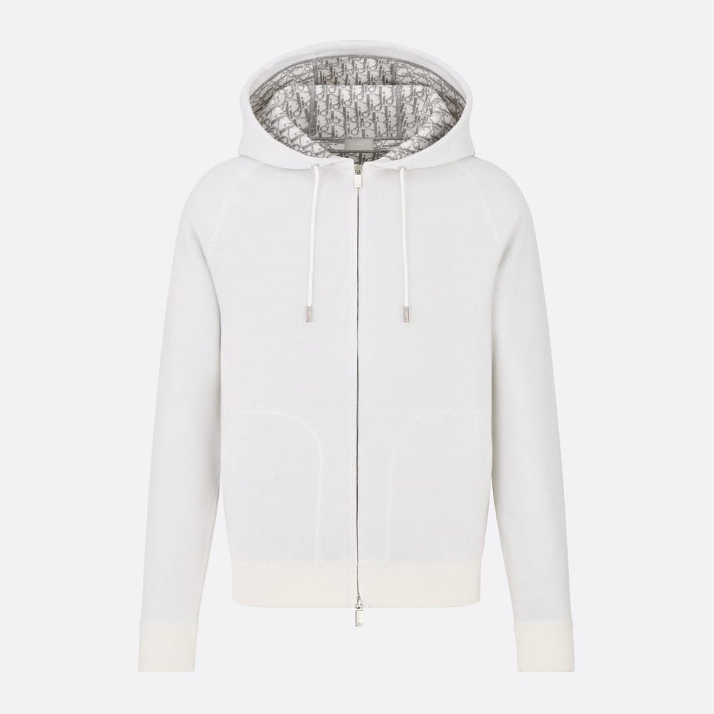Dior Men's Autumn/Winter Monogrammed Lined Solid Color Wool Blend Hooded Zip-Up Jacket #72348