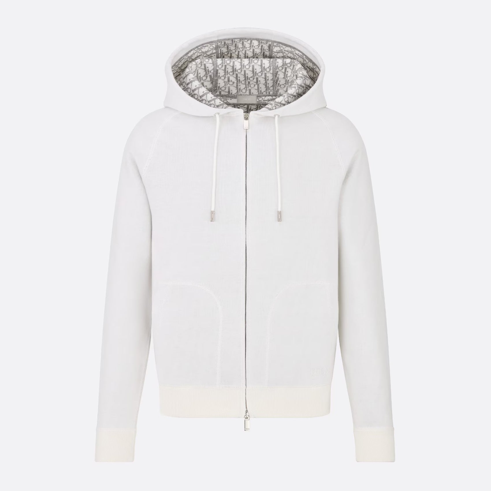 Dior Men's Autumn/Winter Monogrammed Lined Solid Color Wool Blend Hooded Zip-Up Jacket #72348