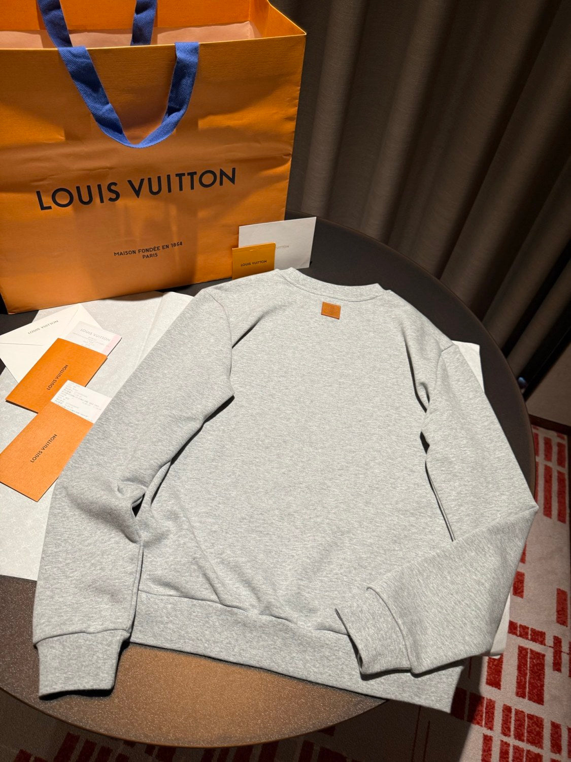 Louis Vuitton Men's Spring/Fall Solid Color Fashion Casual Embroidered Print Round Neck Long Sleeve Sweatshirt #78212