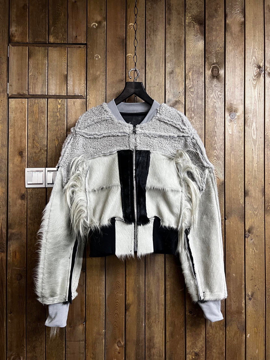 Rick Owens Men's Autumn And Winter Solid Color Fitted Zipper Short Long Sleeve Fur Jacket Ngvp #6965