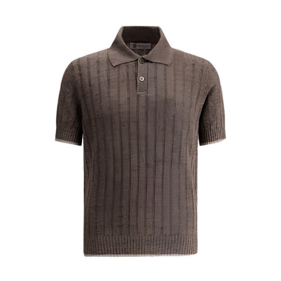 Brunello Cucinelli Men's Spring And Summer Solid Color Lapel Fitted Short Sleeve Polo Shirt Ngvp #1447
