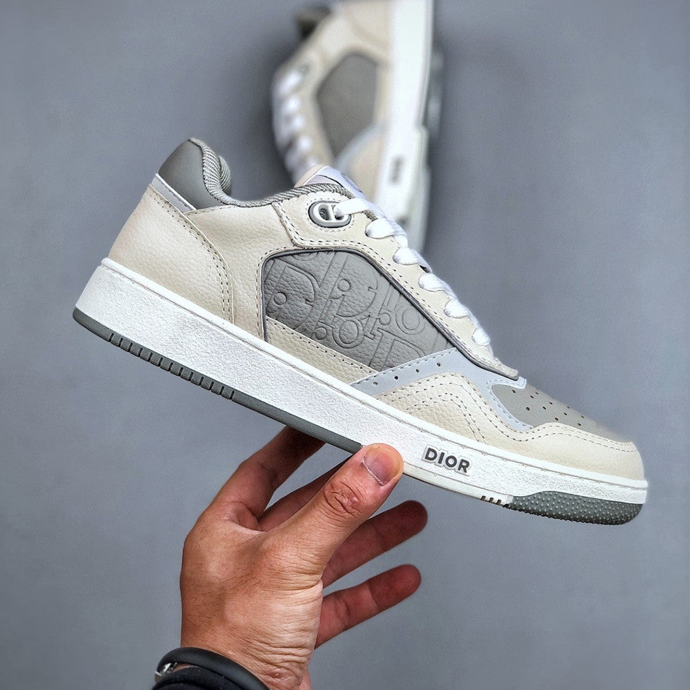 DIOR Leather B27 Uptown Low-Top Sneaker Grained Calfskin with Dior Gray Dior Gravity #335542
