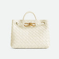 Bottega Veneta Andiamo Small Handbag Sea Salt White Crossbody Bag Woven Magnetic Clasp Tote Shoulder Bag Bags 743568VCPP12272 #196893