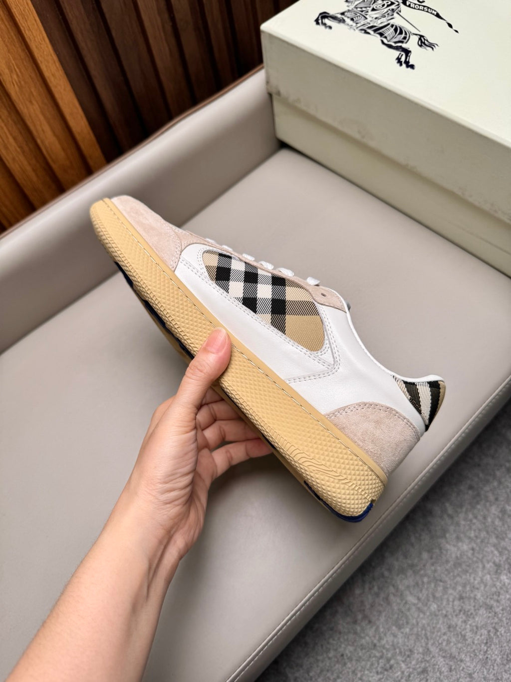 Burberry Leather Suede and Check Terrace Sneakers #385998