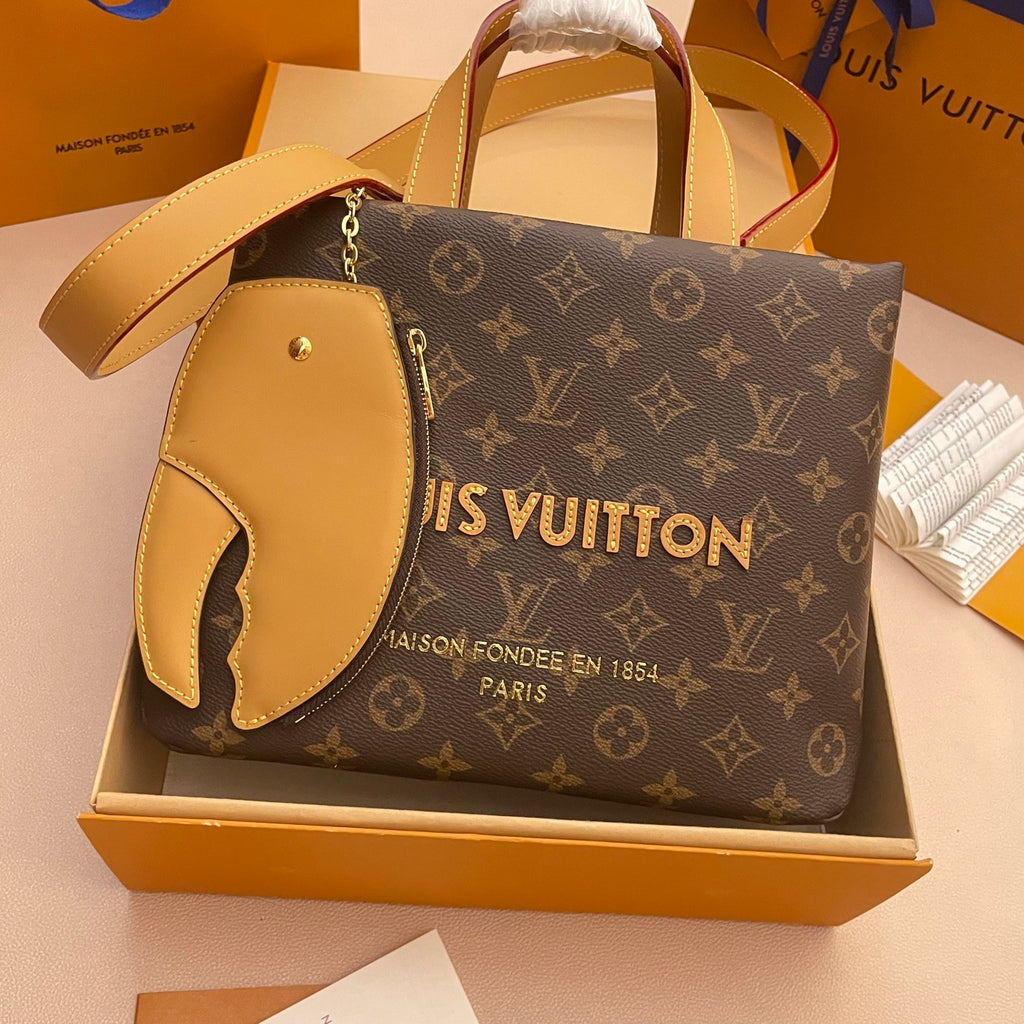 Louis Vuitton Women's Letter Logo Printed Leather Tote Bag Shopper Tote Handbags Bags #77792