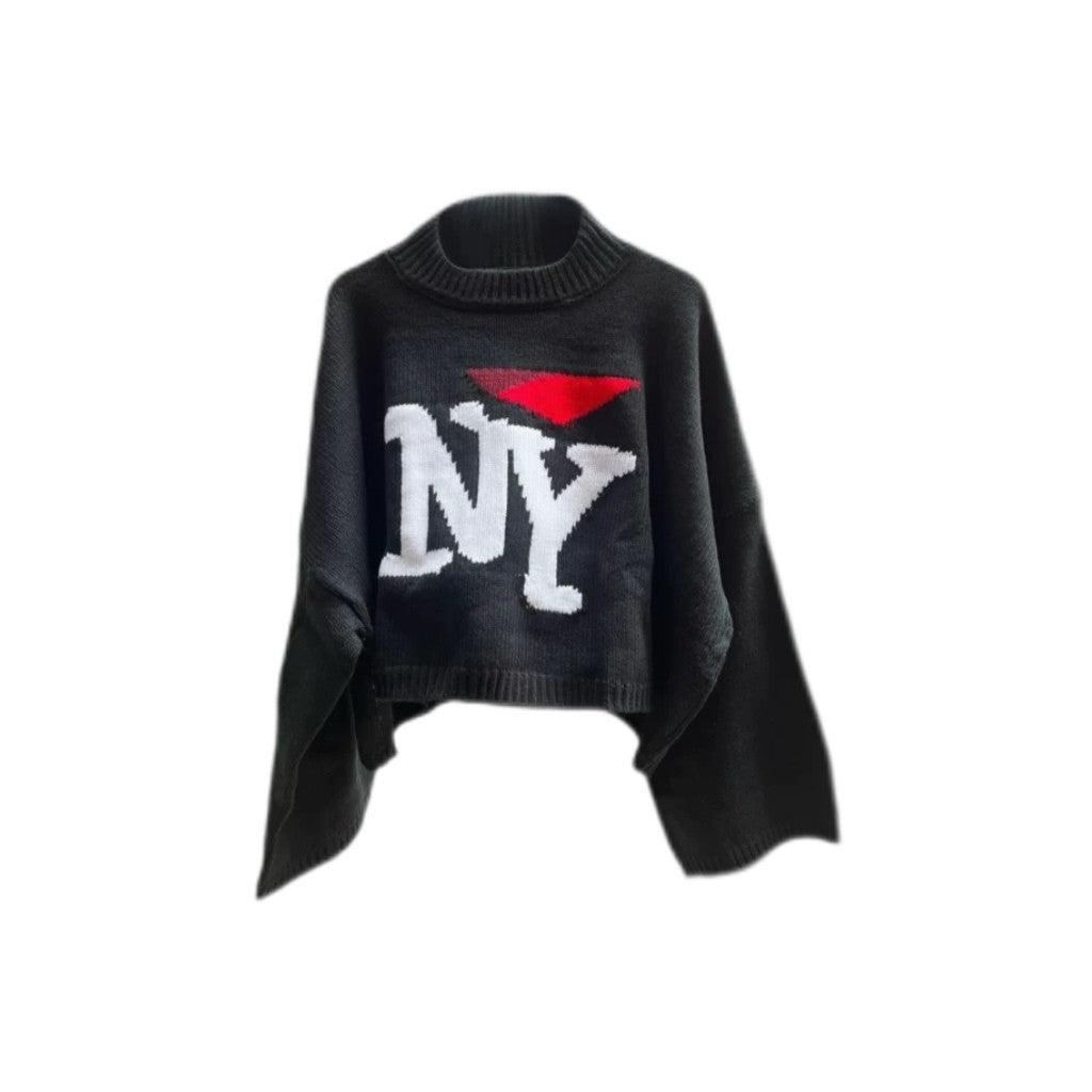 Raf Simons Men's Fall And Winter Black Ny Jacquard Round Neck Long Sleeve Knitted Sweater High Street Trend Casual Pullover Sweater Ngvp #2462