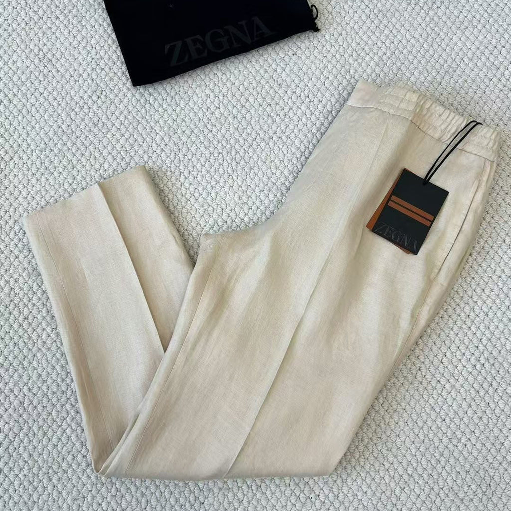Ermenegildo Zegna Men's Spring And Summer Solid Color Casual Comfortable Elastic Waist Trousers Pants #75522