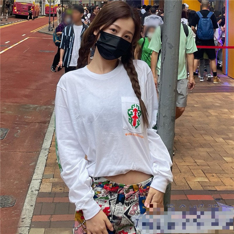 Chrome Hearts Men's Women's Summer Chao Printed Embroidered Letters Long-Sleeved T-Shirt Men And Women Loose Cotton Bottoming Shirt Tops #76433