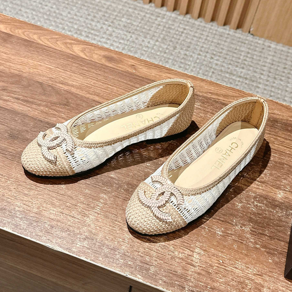 Chanel Women's Summer Solid Colour Mesh Ballet Flat Simple Dance Shoes #76748