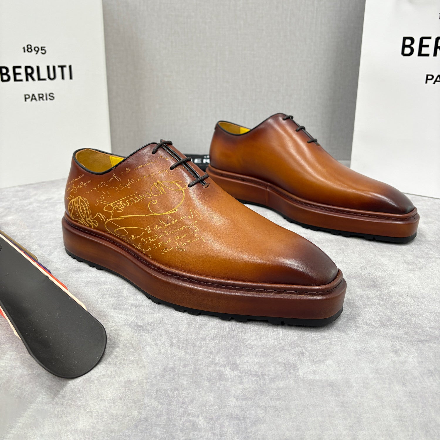 Berluti Men's Spring/Fall Classic Elegant Leather-Sourced Elastic Formal Midsole Dress Shoes #78574