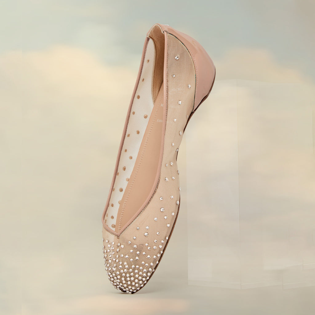 Christian Louboutin X Maison Margiela Women's Spring And Summer Mesh Drill Split-toe Flat Shoes Temperament Luxury Red Bottom Within The High Single Shoes Ngvp #1598
