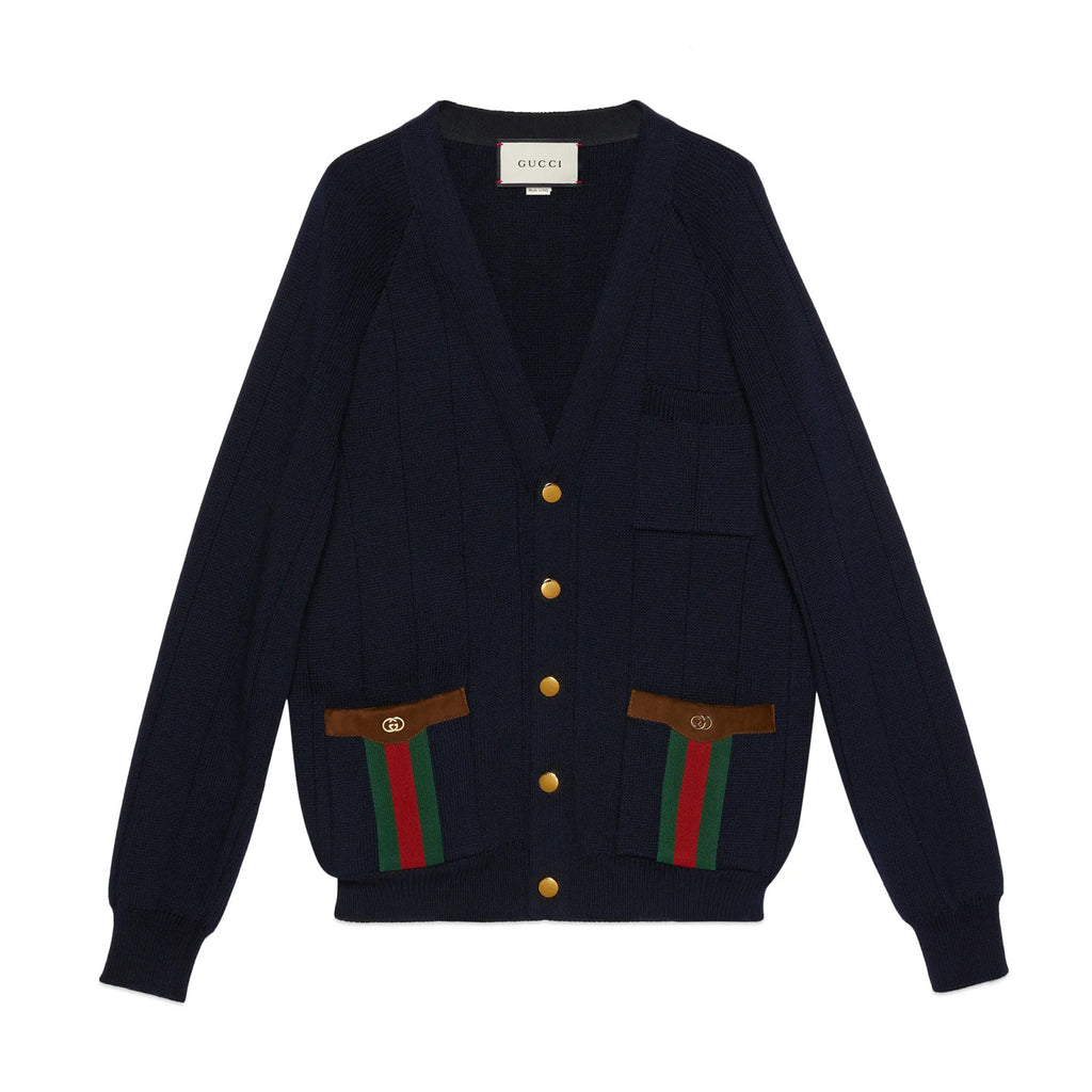 Gucci Men's Autumn and Winter Wool Blend V-Neck Loose Long Sleeve Knit Cardigan #99182