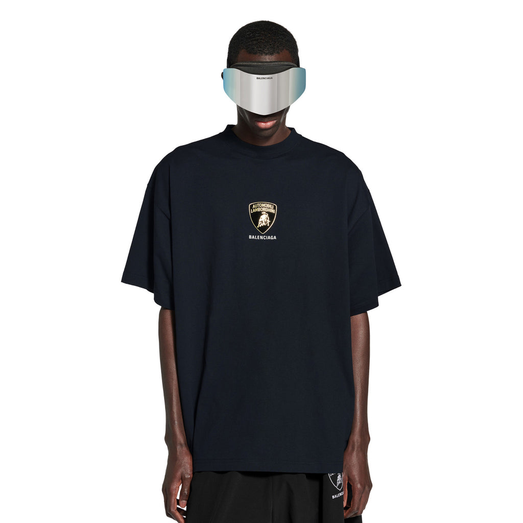 Balenciaga Lamborghini Men's Summer Solid Color Car Logo Print Round Neck Cotton Short Sleeve T-Shirt #77612