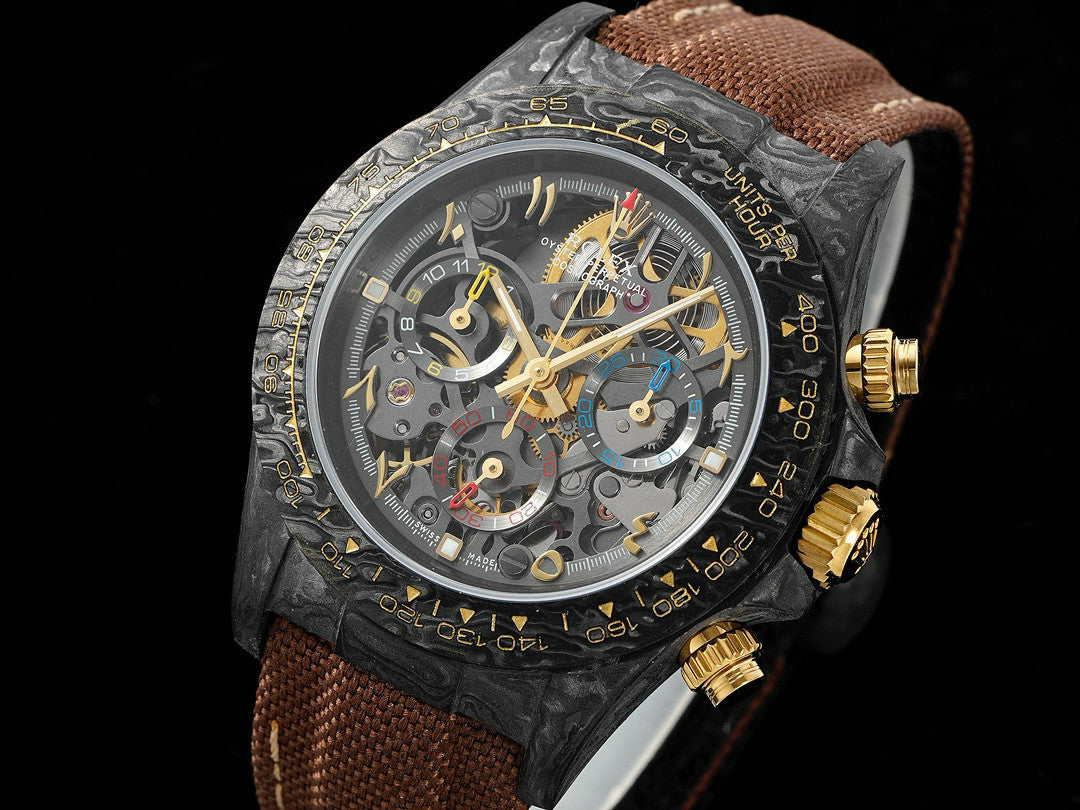 Rolex Men's Matte Black Skeleton Dial Mechanical Watch #97467