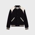 Celine Men's Autumn And Winter Black And White Color Blocking Stripe Single Breasted Leather Jacket Casual Baseball Clothing Ngvp #7978