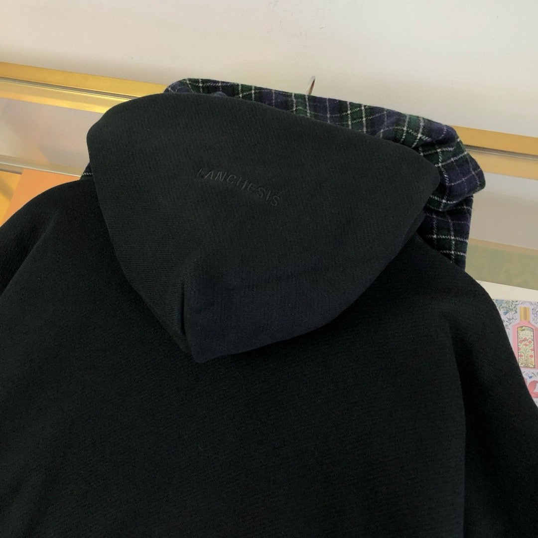 Balenciaga Men's Spring And Autumn UNITY Sports Logo Plaid Scarf Zipper Loose Solid Color Long Sleeve Hoodie Sweatshirt Jacket Ngvp #9481