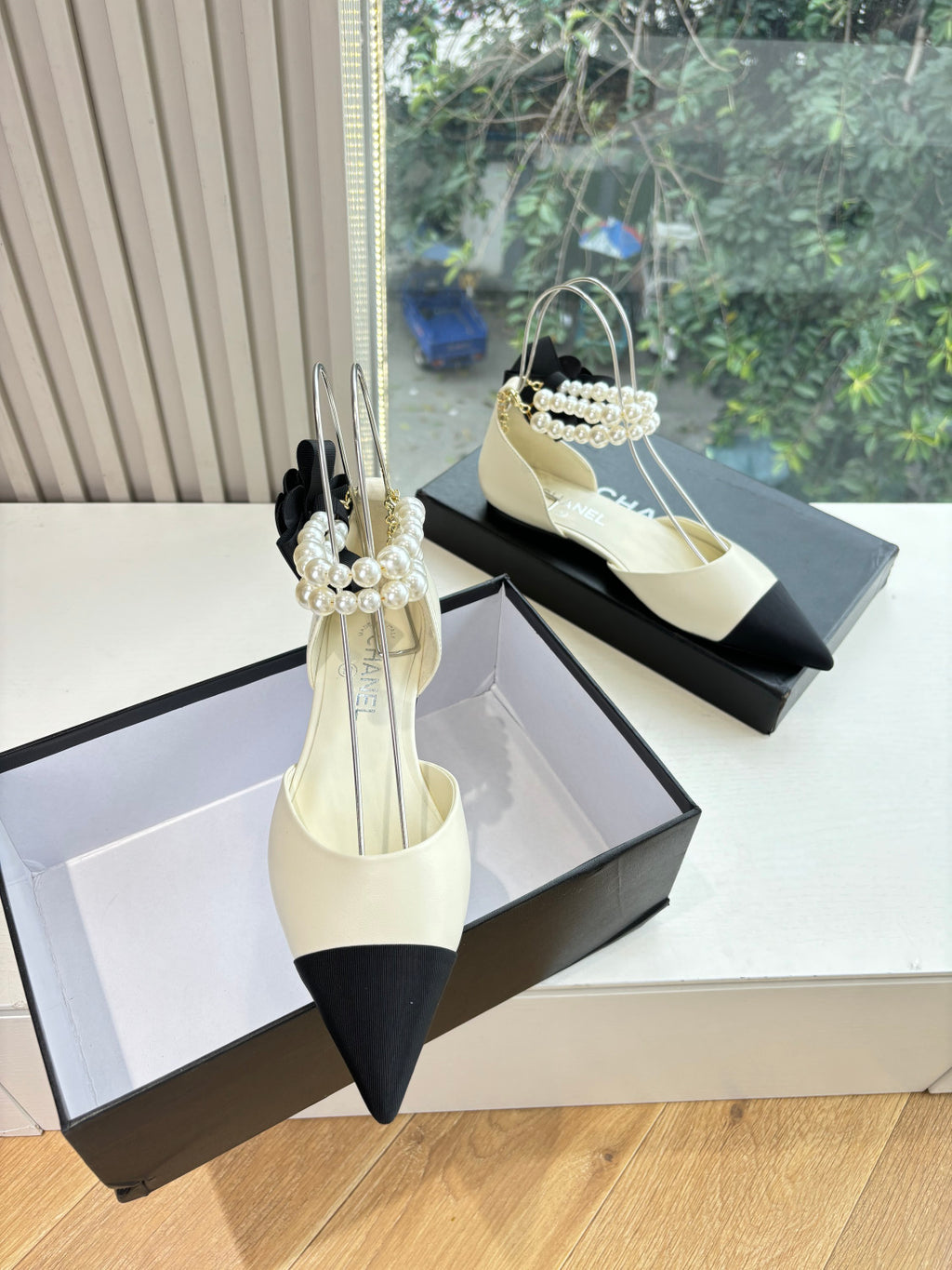 Chanel 25S Braided Mary Jane Toe Pearl Sandals #334482