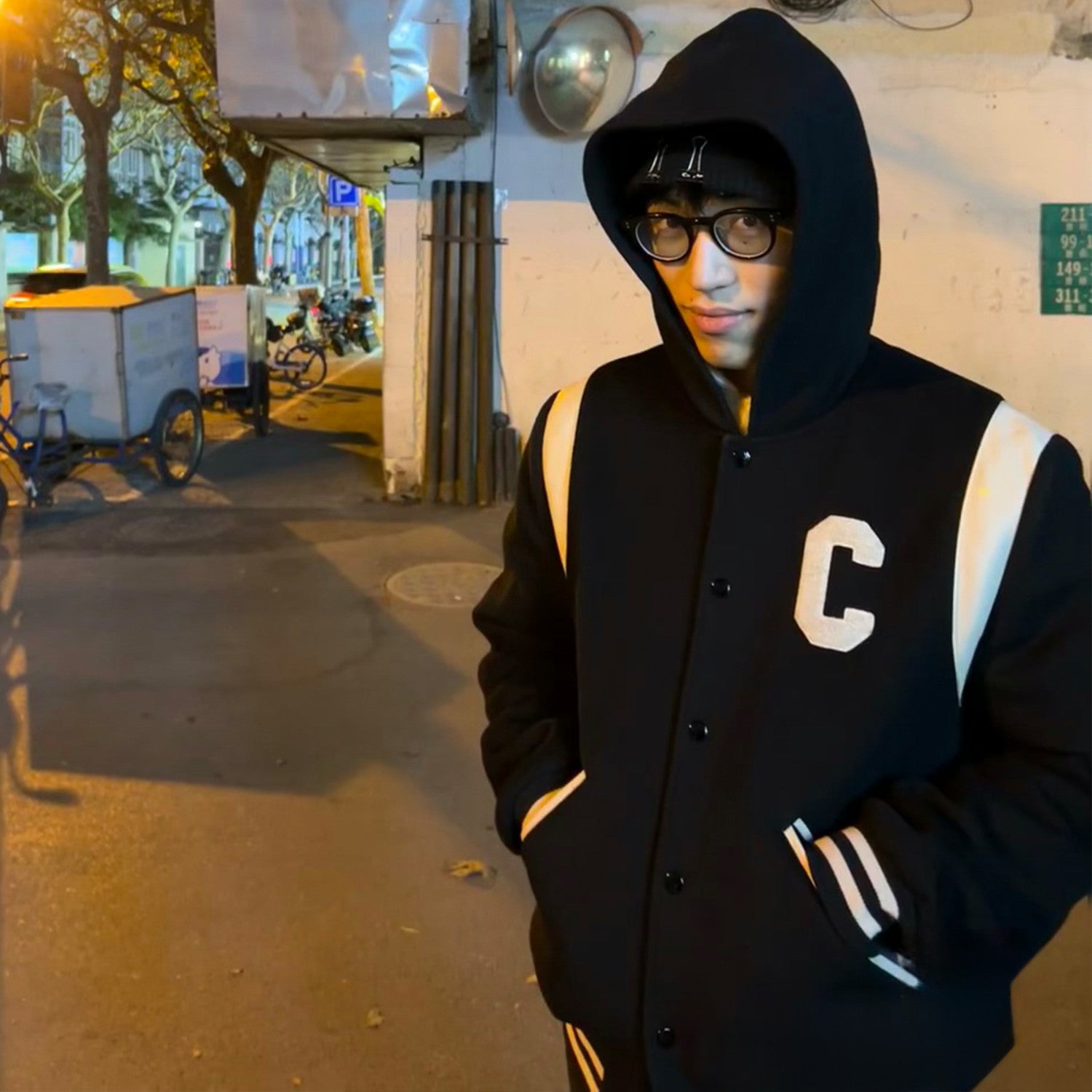 Celine Men's Spring And Autumn Colour Blocking Casual Single-breasted Jacket Logo Wool Blend Hooded Baseball Coat Jacket #71844