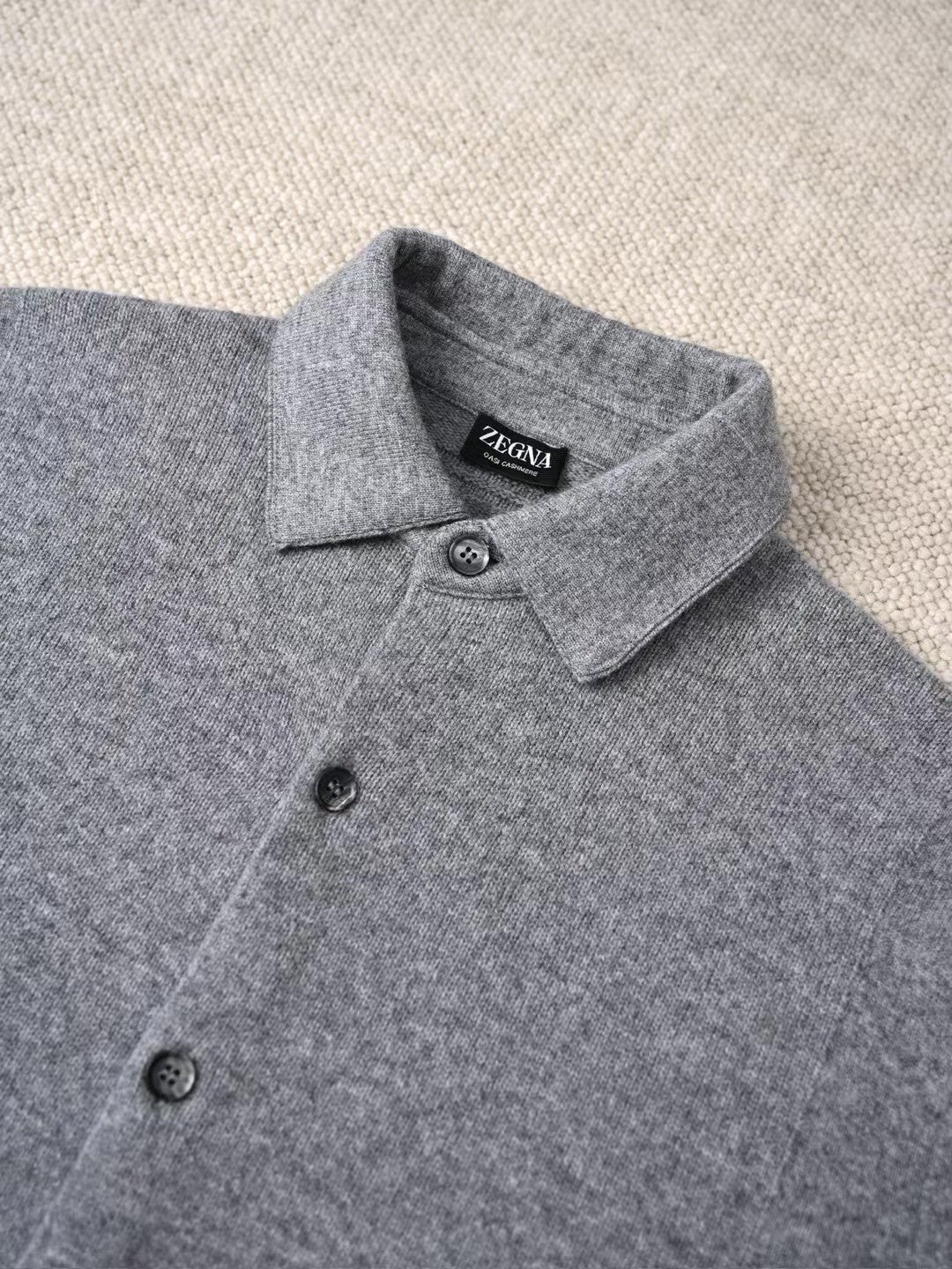 Ermenegildo Zegna Men's Spring. Summer. Autumn Cashmere Silk Lapel Long Sleeved Single Breasted Solid Color Shirt Ngvp #2564