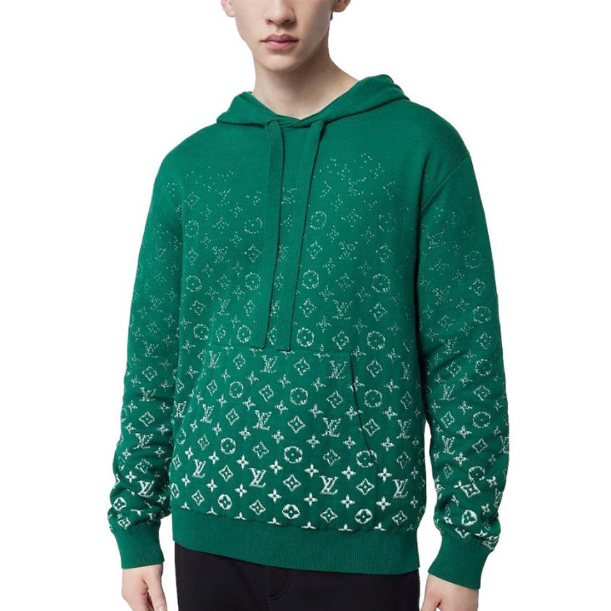 Louis Vuitton Men's Spring And Autumn Gradient Logo Knitted Hoodie Fashionable And Casual Drawstring Sweater  #95123