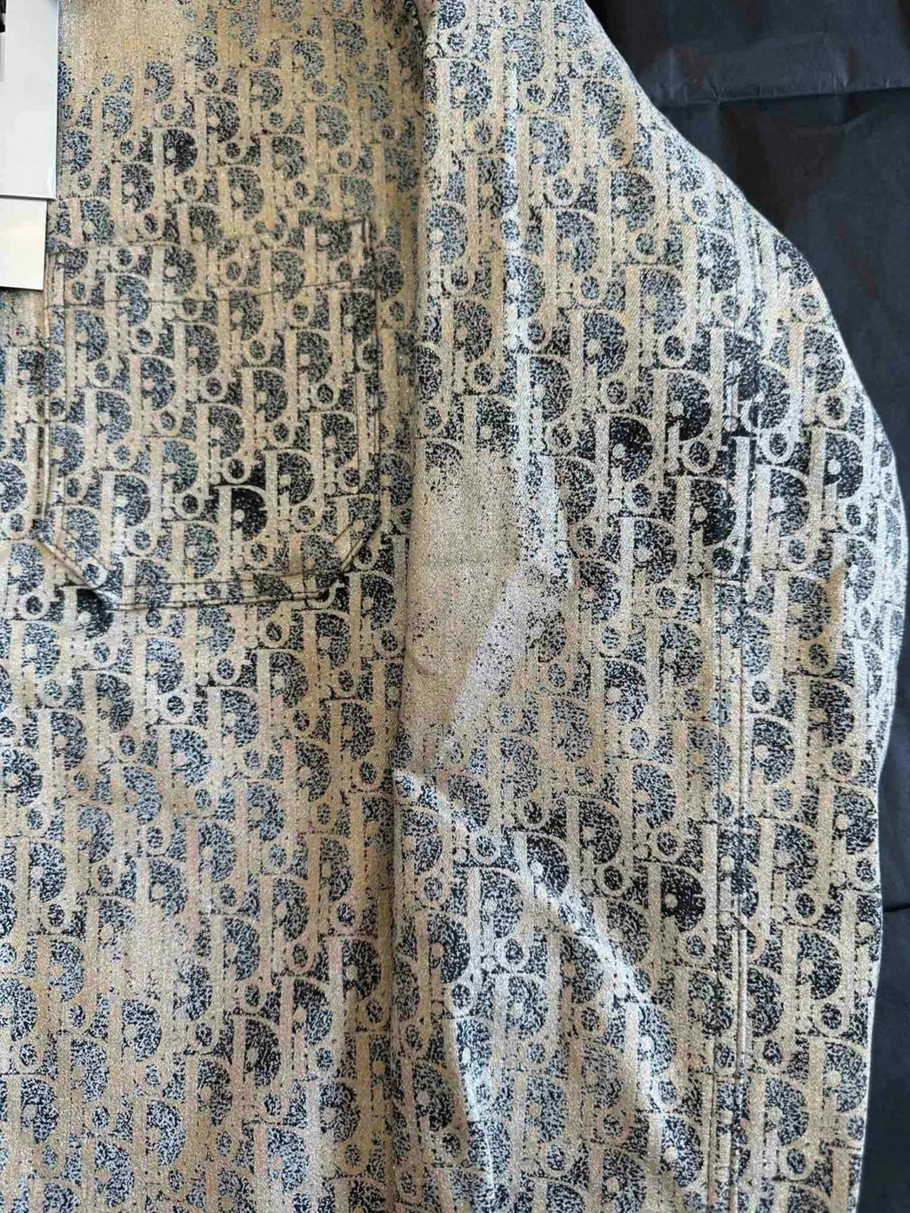Dior Men's Autumn And Winter Grey Logo Full Print Old Single-Breasted Long-Sleeved Shirt #72813