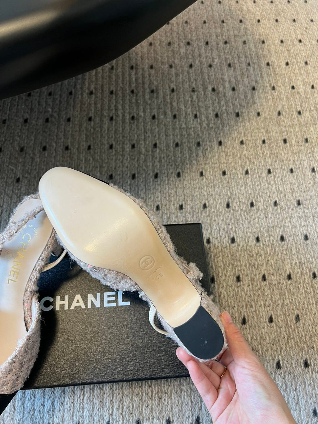 Chanel Women's Spring Summer Solid Colour Tweed Round Toe Ballet Sandal Shoes #76699