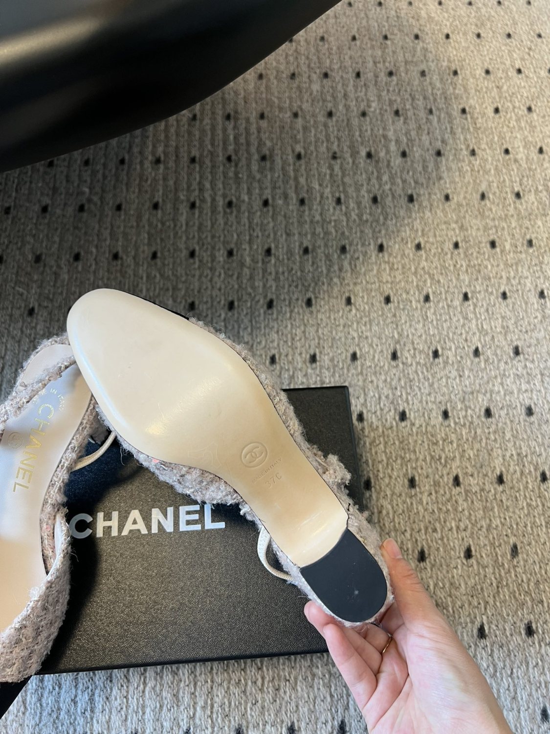 Chanel Women's Spring Summer Solid Colour Tweed Round Toe Ballet Sandal Shoes #76699