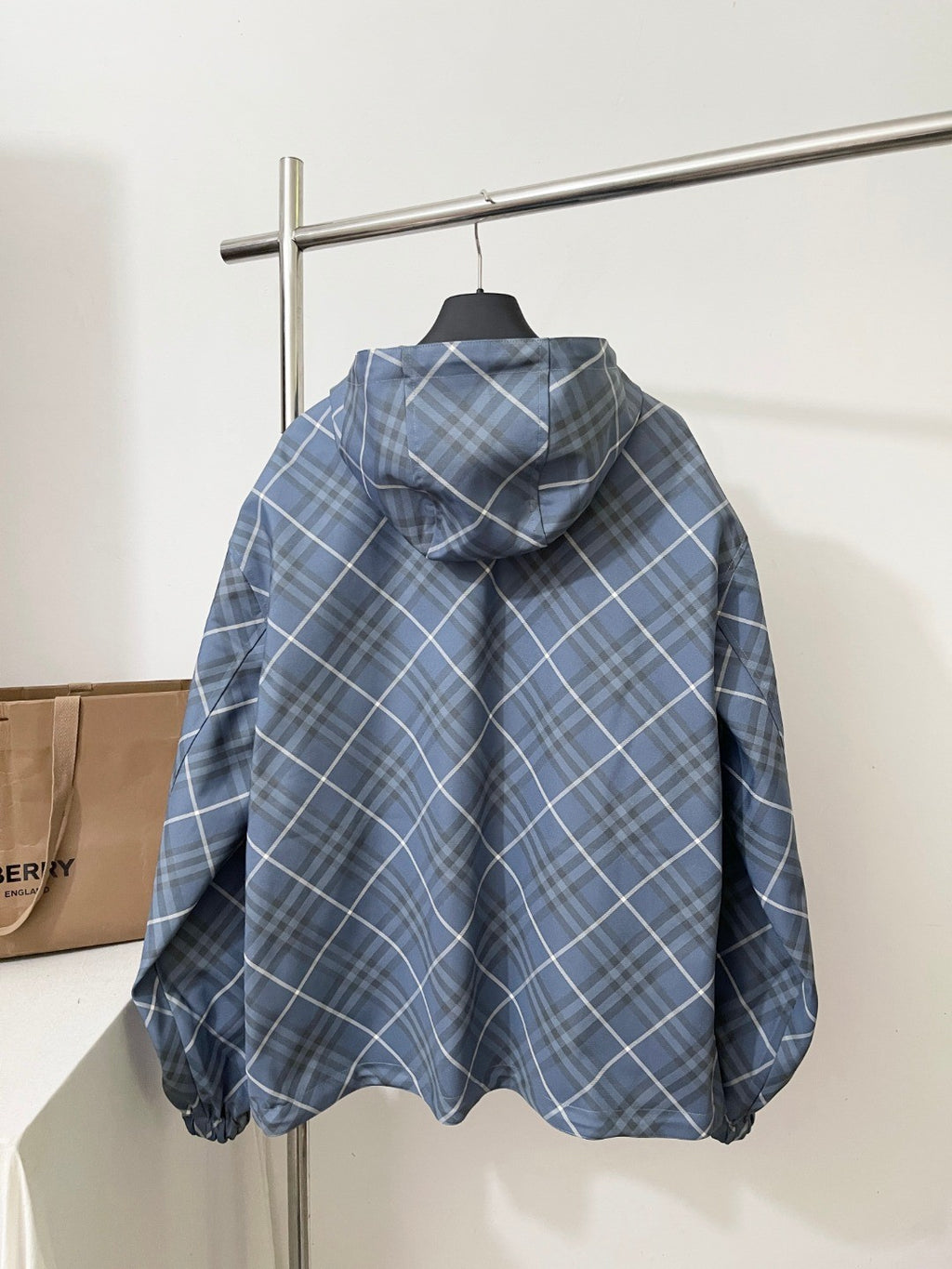 Burberry Men's Spring/Summer Casual Reversible Checkered Long-sleeved Hooded Drawstring Zipper Jacket #78314