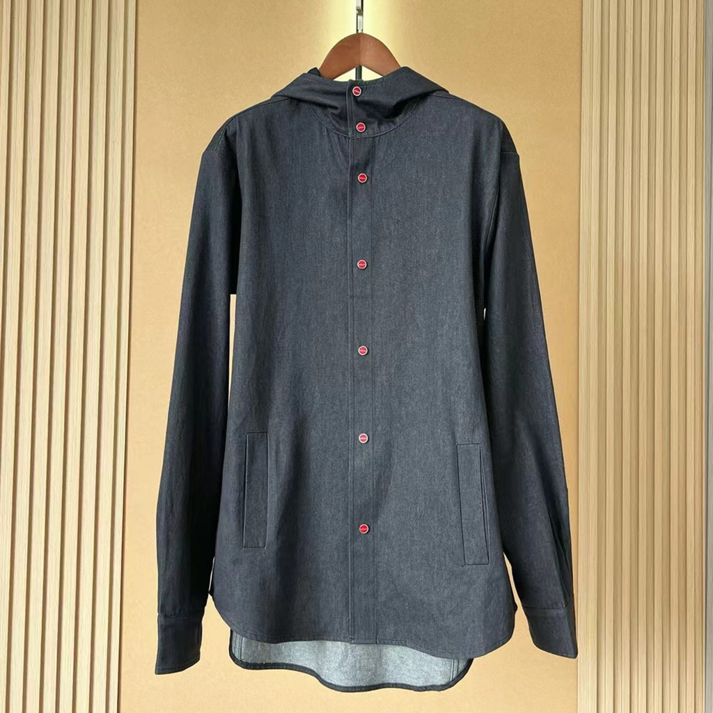 Kiton Men's Spring And Fall Retro Plaid Hooded Shirt Long-sleeved Lapel Buttons Fashion Casual Denim Cotton Shirt Ngvp #8879