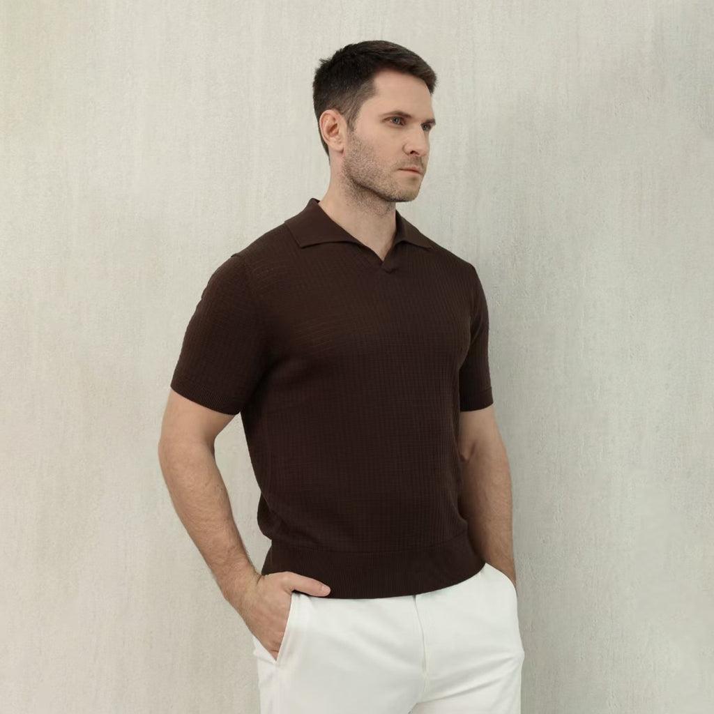 Loro Piana Men's Summer Refreshing Thin Knitted Lapel Short-sleeved Top Multicoloured Fashion Comfortable Temperament T-shirt Ngvp #9956