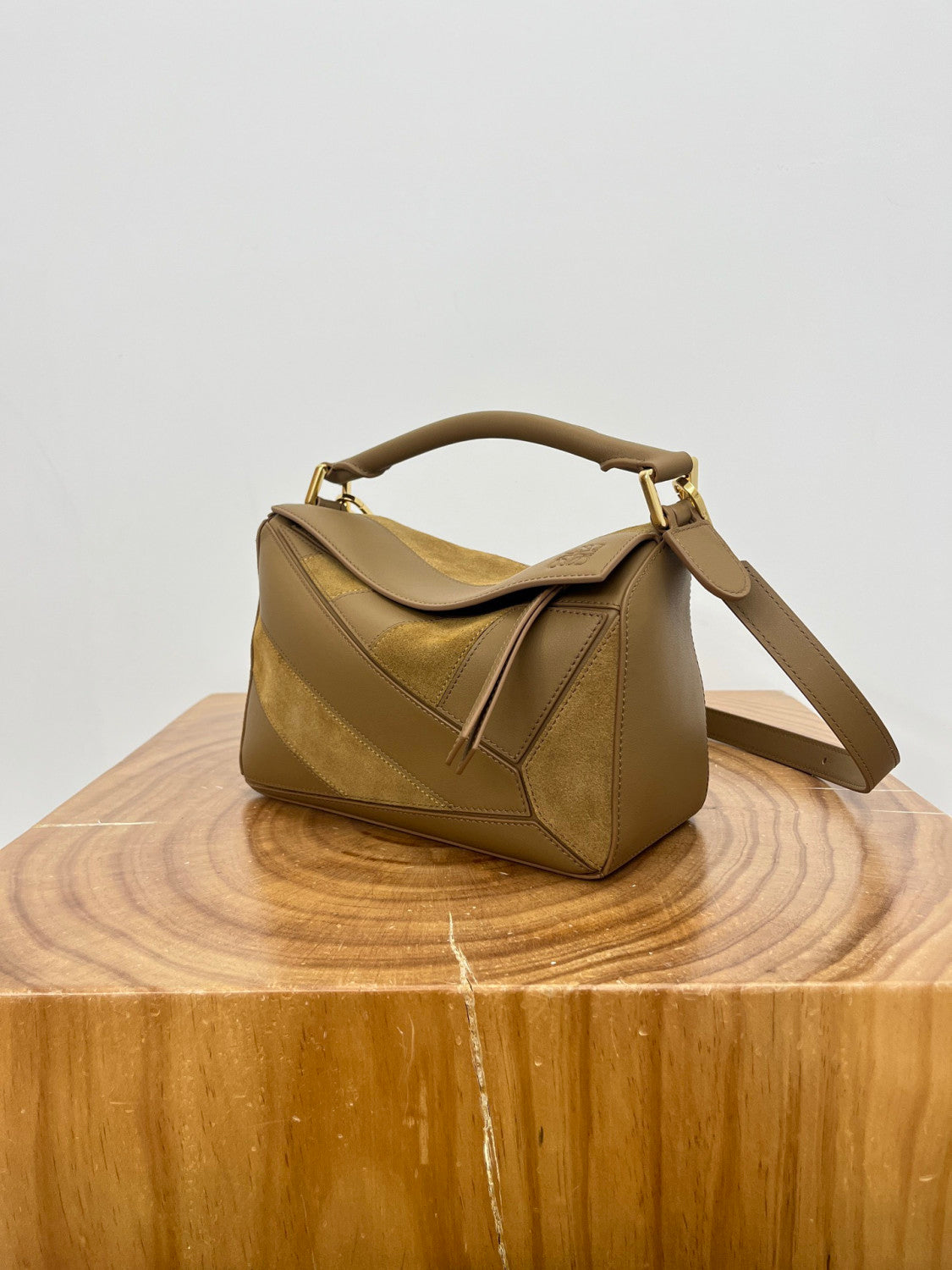 LOEWE Small Puzzle bag in classic calfskin suede Brown #335950