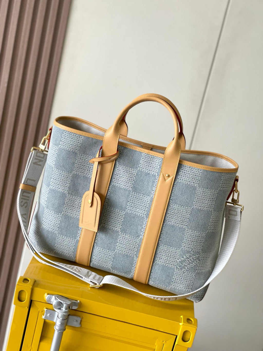 Louis Vuitton Weekend Tote Men's And Women's Solid Colour Detachable Adjustable Shoulder Strap Checkerboard Checkerboard Printing Denim Shoulder Handbag Tote Bag Bags #76851