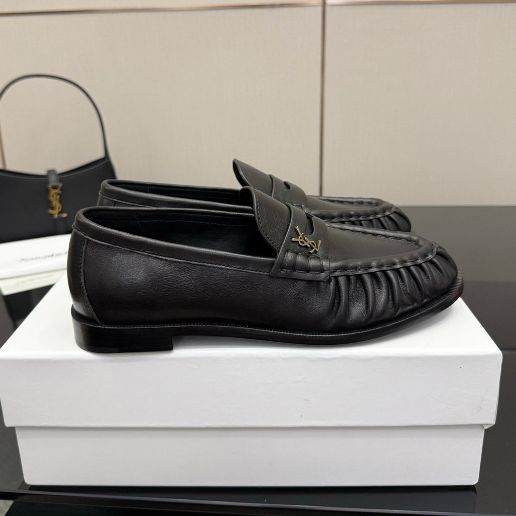 Saint Laurent Women's Autumn/Winter Fashion Casual Sheepskin Suede Round Toe Slip On Flat Loafers Casual Shoes #78376