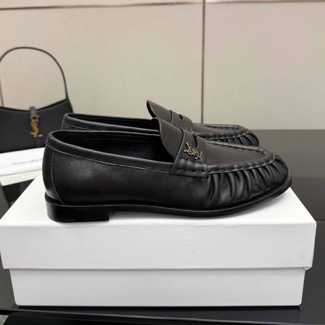 Saint Laurent Women's Autumn/Winter Fashion Casual Sheepskin Suede Round Toe Slip On Flat Loafers Casual Shoes #78376