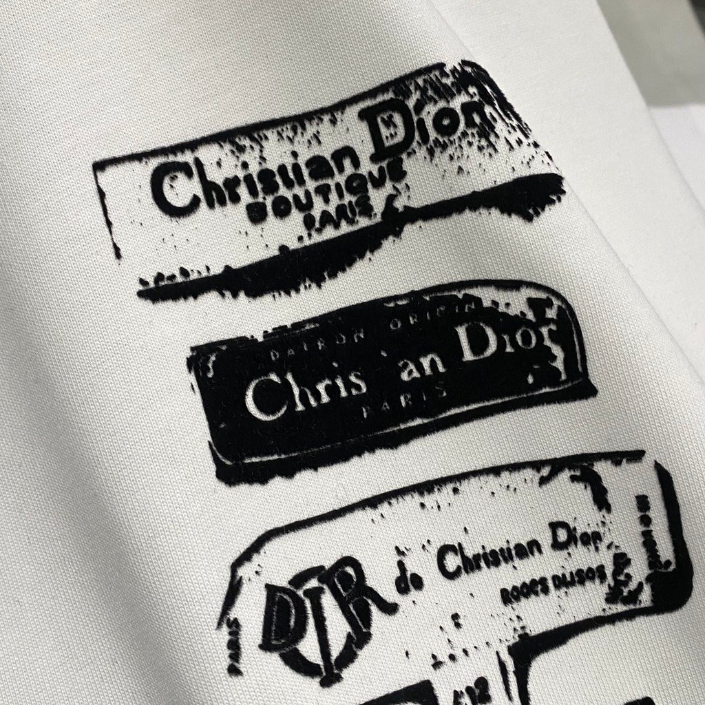 Dior Men's Summer Solid Color Graphic Printed Round Neck Cotton Short Sleeve T-Shirt #75238