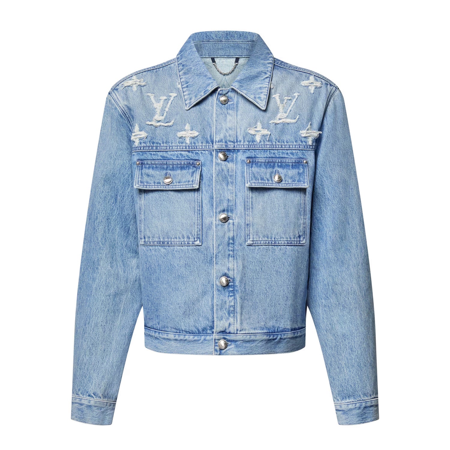 Louis Vuitton Men's Spring And Fall Embroidered Logo Single Breasted Long Sleeved Denim Jacket Mid Rise Jeans Pants Suit Set #74293