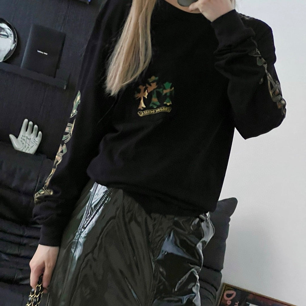 Chrome Hearts Men's and Women's Spring and Autumn Camouflage Print Logo Print Casual Round Neck Cotton Pullover Sweatshirt #72693