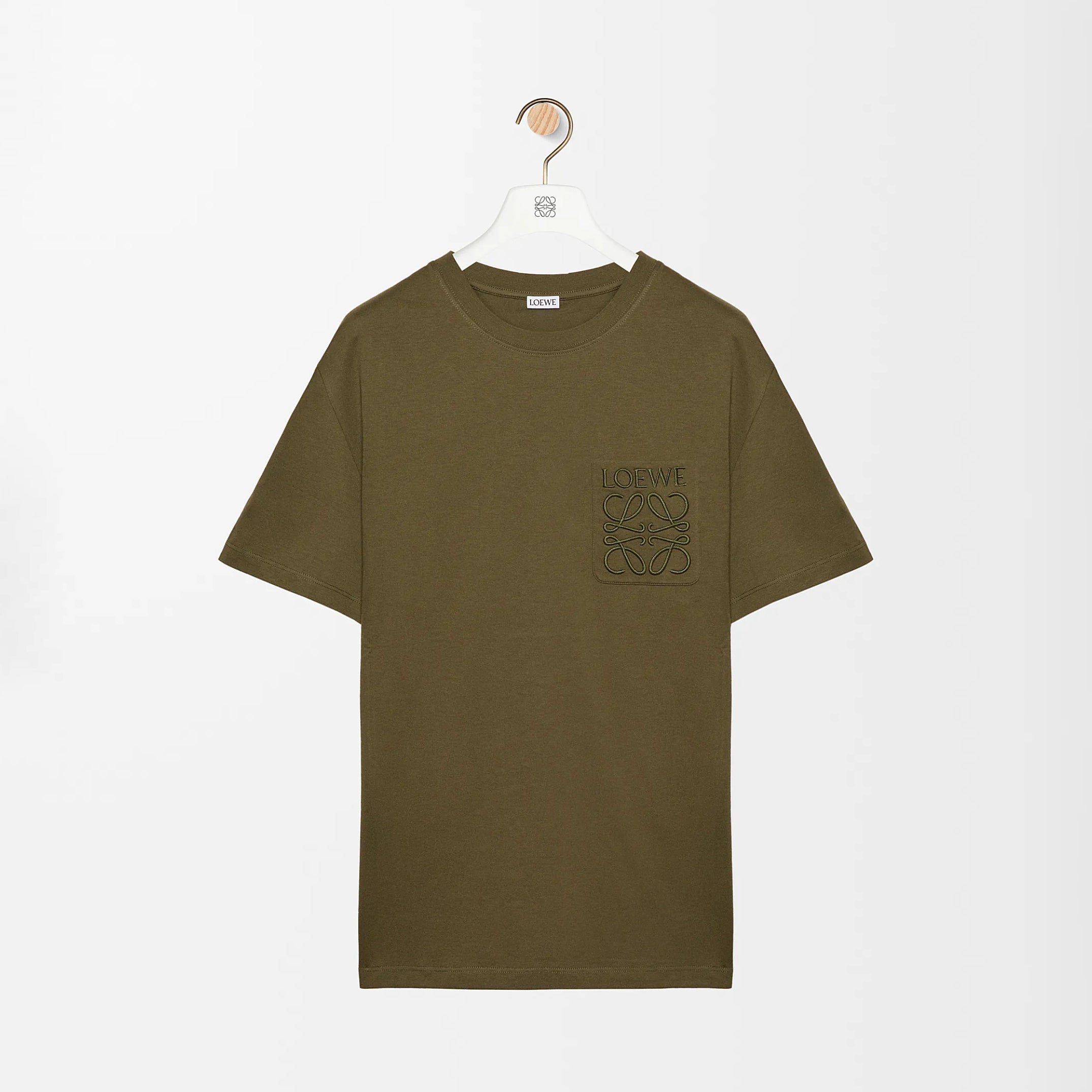 Loewe Men's Summer Solid Colour Embroidered Logo Print Round Neck Cotton Short Sleeve T-Shirt #76819
