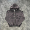 Broken Planet Black Print Zip-Up Hoodie