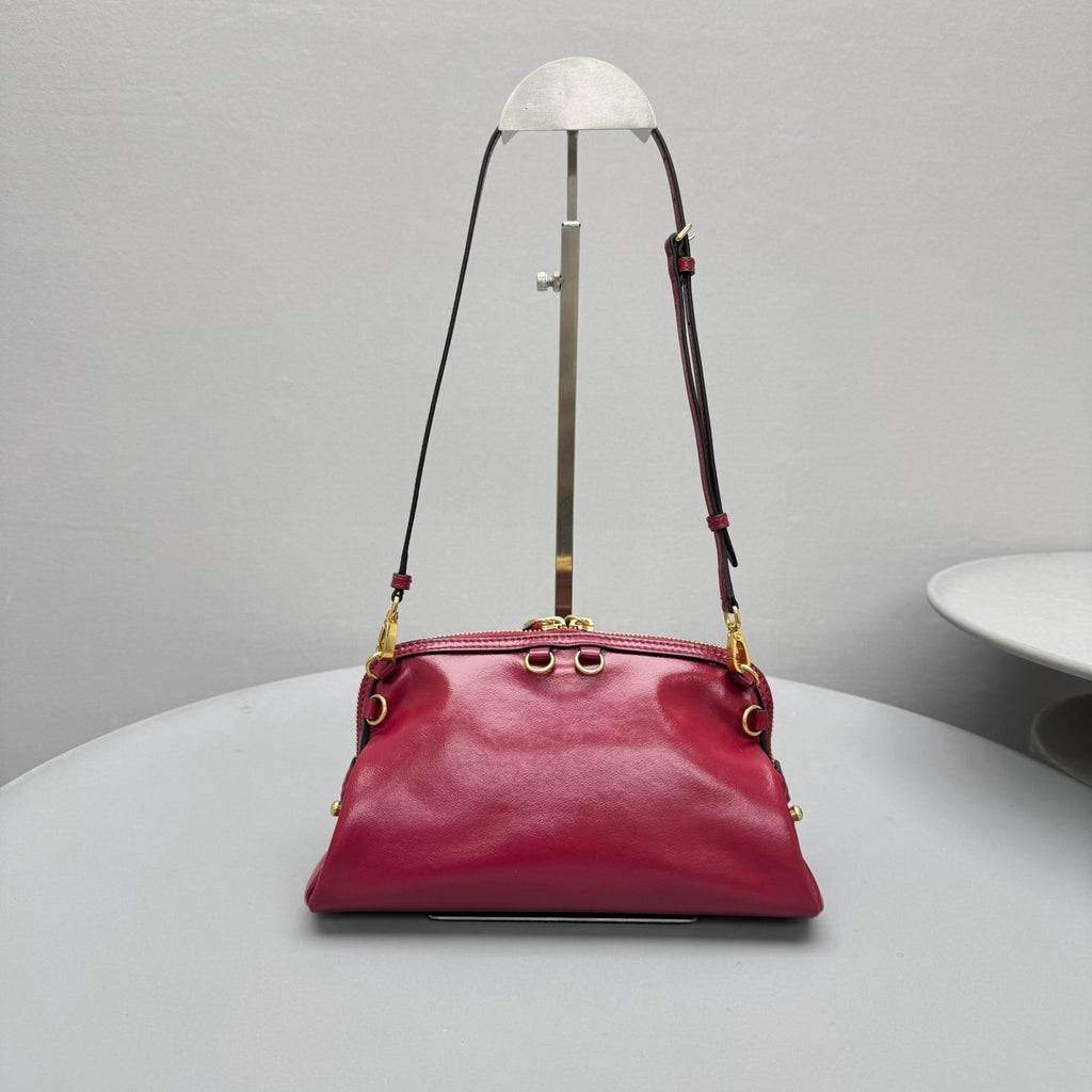 MiuMiu Women's Caprice Calfskin Small Backpack Shoulder Bag Fashionable Brown Clutch Retro Brown 5BF131 #195045