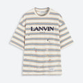 Lanvin X Gallery Dept Men's Summer Logo Letter Embroidery Stripe Round Neck Loose Short Sleeve T-Shirt #72353