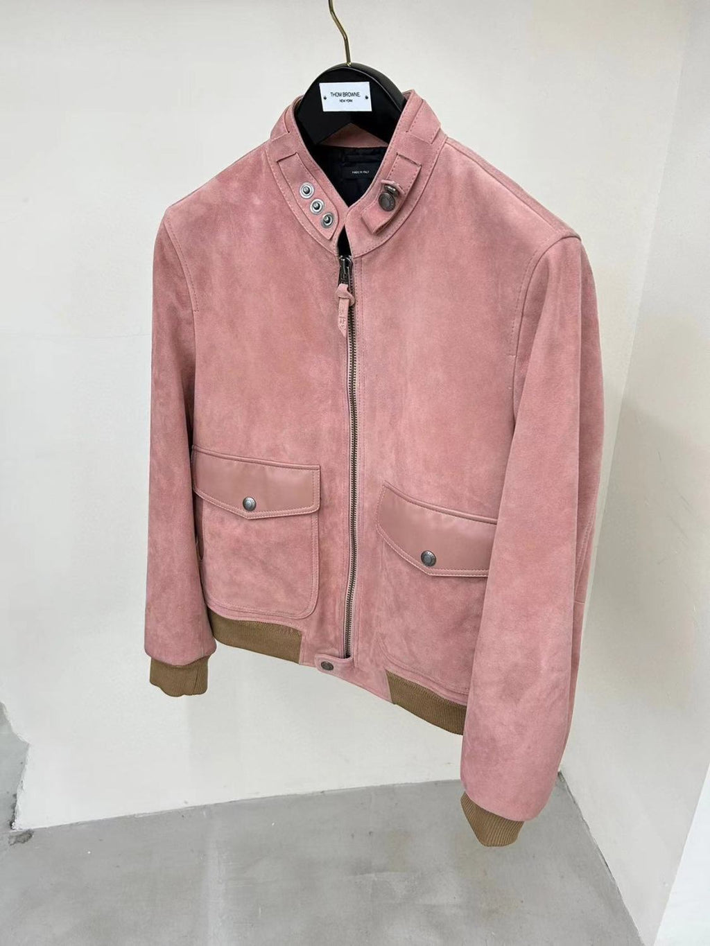 Tom Ford Men And Women With The Same Models Of Fall And Winter Color Collision Collar Loose Lambskin Leather Jacket #98481