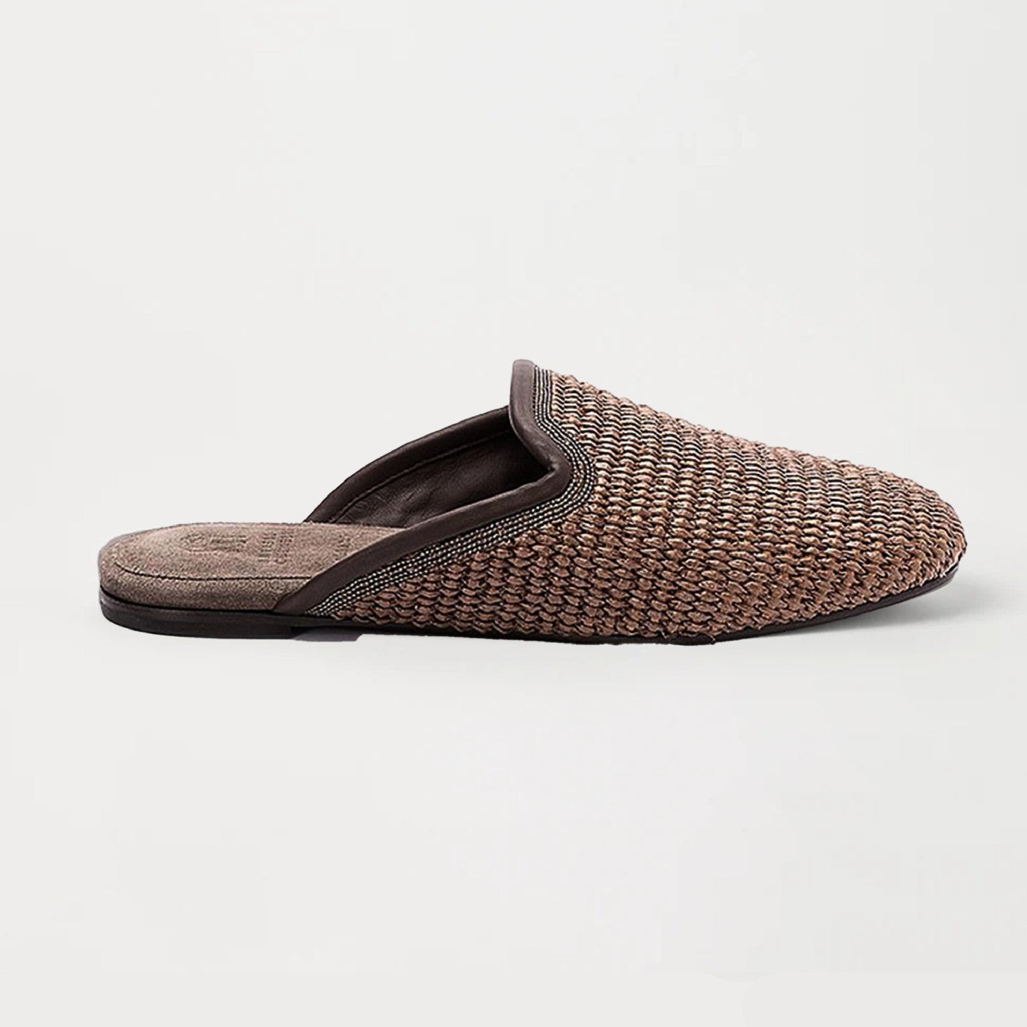 Brunello Cucinelli Techno Raffia Slippers With Precious Trim Women's Fashion Breathable Casual Shoes Comfortable Flat Heel Sandals 2cm Ngvp #1589