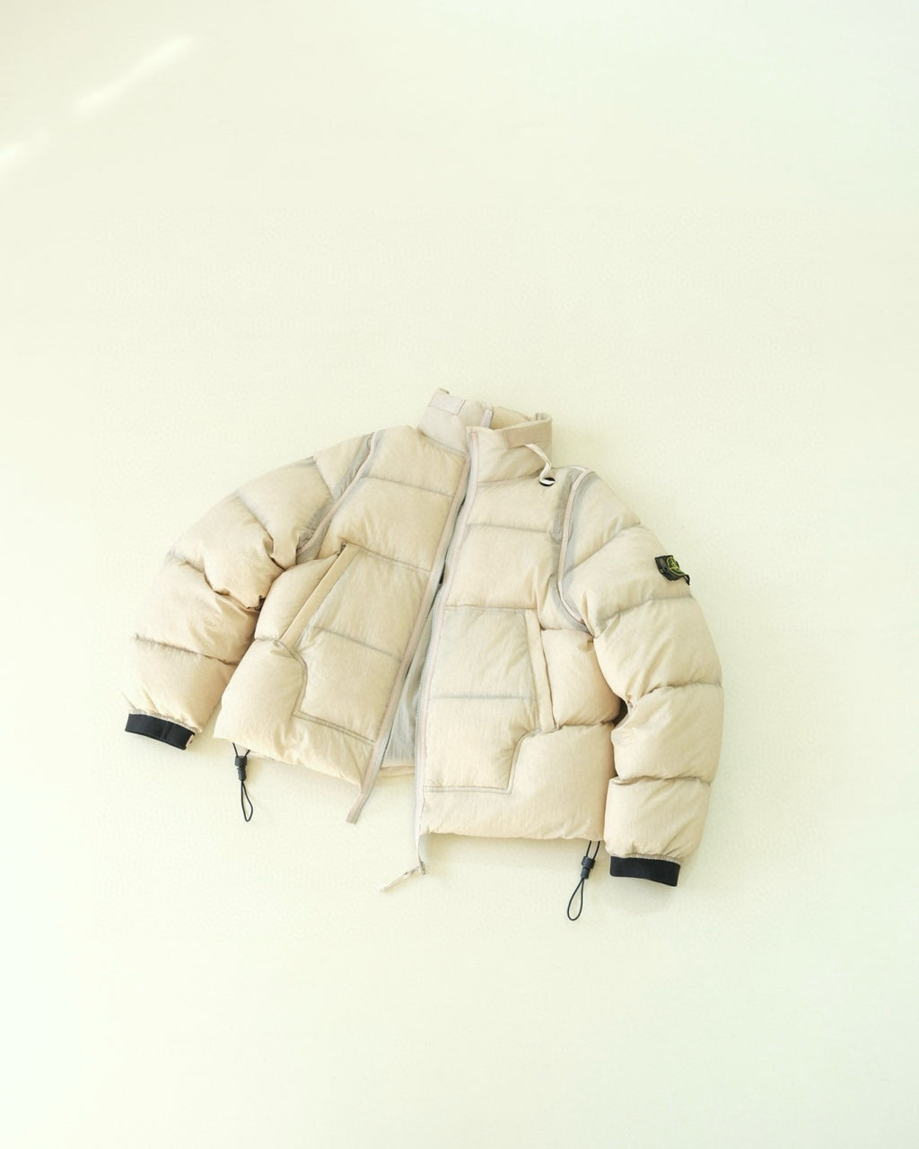 Stone Island Men's and Women's Fishnet Sleeve Label Thickened Warm Stand-up Collar Down Jacket #293445
