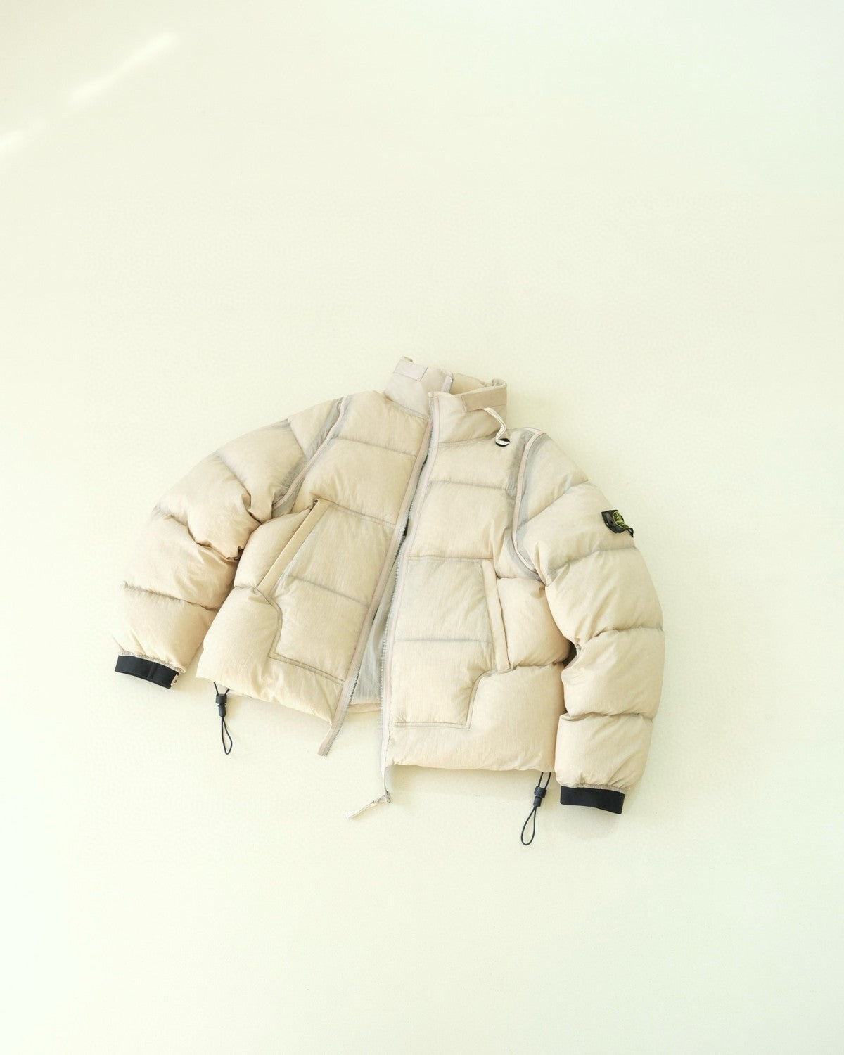 Stone Island Men's and Women's Fishnet Sleeve Label Thickened Warm Stand-up Collar Down Jacket #293445