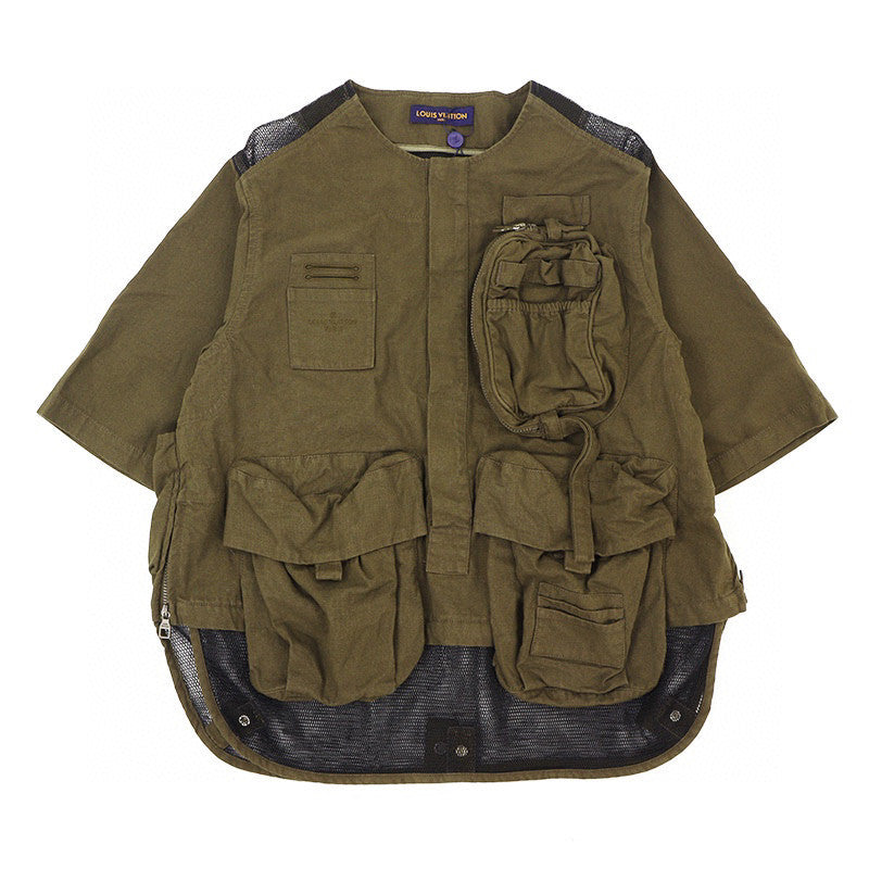 Louis Vuitton Men's And Women's Spring And Autumn Solid Color Multi Pocket Loose Short Sleeved Jacket Ngvp #7187