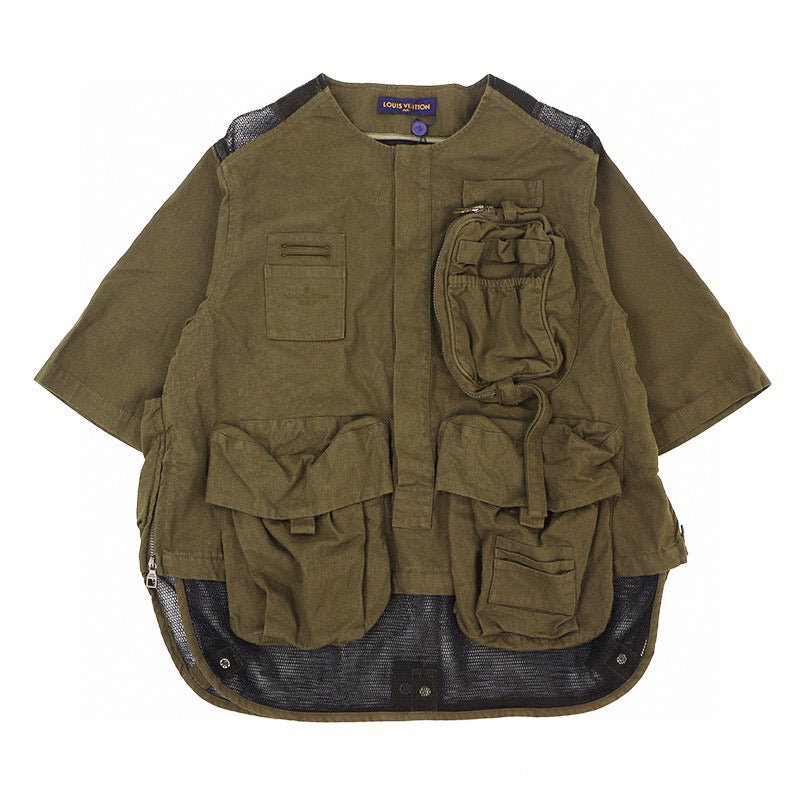Louis Vuitton Men's And Women's Spring And Autumn Solid Color Multi Pocket Loose Short Sleeved Jacket Ngvp #7187