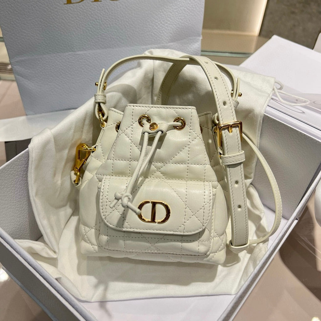 Dior Caro Women's Fashion Classic Solid Color Lambskin Cd Logo Mini Bucket Bag Shoulder Bag Crossbody Bag Bags S5250UNOZ_M030 #78351